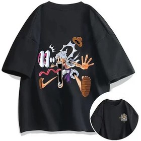 Resim Snapbuy Anime Tek Parça T-shirt Monkey D Luffy Gear 5 Baskılı Erkek Kadın Spor Giyim Y2kblack Black 