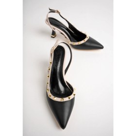 Resim Sapin Zımbalı Ince Topuklu Arkası Açık Kadın Ayakkabı (Tam Kalıp Kullandığınız Beden Önerilir) 72801 