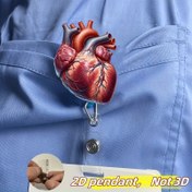 Resim 1 Adet Anatomik Kalp Tasarımlı Geri Çekilebilir Kimlik Kartlığı - Sağlam Akrilik Tıp Öğrencisi ve Hemşire Pratisyen Kimlik Kılıfı, Kolay Erişimli Kaydırma Mekanizmalı Sağlık Profesyonelleri İçin, 2D Düz Kalpli Kimlik Askısı, Sağlık Uzmanları Ekipmanı 