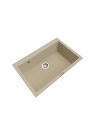 Resim Polex Cristalüx Granit Evye P-X76 Bej Tezgah Altı Ve Tezgah Üstü Mutfak Evyesi 75x50 CM 