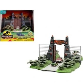 Resim Hype Store Jada Toys World Scene (17 x 18 Cm) - Gate ile Oyun Arka Planı, 2 Metal Araba (Jeep ve Explorer) ve Dinozor Dekorasyonu, 6 Yaşından Büyük Hayranlar ve Çocuklar 