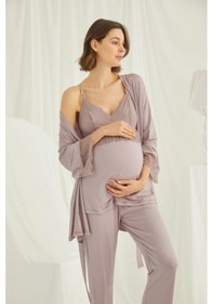Resim Monamise 18431 Vizon Hamile Lohusa 3 Lü Pijama Sabahlık Tk 001 