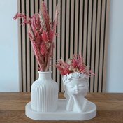 Resim 3 Parça Silikon Set - Çizgili Vazo Kalıbı, Oval Tepsi Kalıbı, Şamdanlık Kalıbı, El Yapımı Takı Organizatörü, Alçı Reçine Kalıp, Mobilya Dekorasyonu ve Beton Kalıbı 