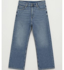 Resim Kadın Yüksek Bel Wide Leg Mavi Jean Pantolon Mavi 