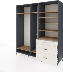 Resim Kronos Dolap 9 Raflı 3 Çekmeceli 3 Askılı 220x59x243 Antrasit-çam/aytaşı Atlas Çam/aytası 