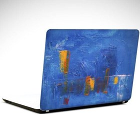 Resim Mavi Sarı Soyut Laptop Sticker 13 İnch (34X24CM) 