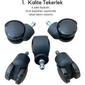 Resim XMAX Ofis Koltuğu Oyuncu Koltuğu Sandalye Tekerleği Pimli 5 Adet 120 Kg Taşır 