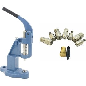 Resim Tuhafiyecimiz 5 Çeşit Kalıplı Rivet / Perçin Tulumba Pres Seti ( 4 Rivet Kalıbı ve 1 Delme Kalıbı ) Mavi Tek Ebat 