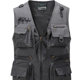 Resim Erkek Taktik Yelek Çoklu Cep ile - Nefes Alabilir, Esnemez Polyester Kumaş, Balıkçılık, Yürüyüş, Bisiklet ve Günlük Aktiviteler için Mükemmel, Günlük Giyim Yelek|Fonksiyonel Yelek|Cepli Ves 