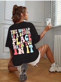 Resim Tua Moda Bisiklet Yaka Baskılı T-shirt - Siyah Siyah 