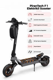 Resim Pirantech F1 Max Elektrikli Scooter 2000W Turuncu | Mobil Uygulama | Çift Amortisör | Uzun Menzil 