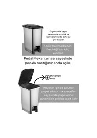 Resim 40 Lt Eco Pedallı Çöp Kovası Antrasit Gri 