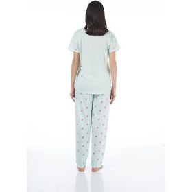 Resim Estiva 22123 Kadın Kalp Desenli Kısa Kollu Viskon Pijama Takımı 001 