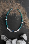 Resim OSMANLI DEĞERLİ TAŞ Afrika Asaleti, Hakiki Turkuaz, Inci Ve Lapis Lazuli Doğal Taşlı Gümüş Kapama Tasarım Kolye 