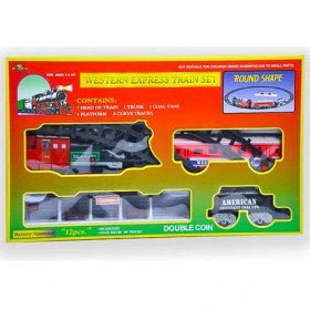 Resim Pasifik Toys Western Express 12 Parça Işıklı ve Sesli 3lü Tren Seti 7019 