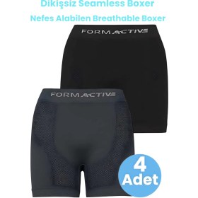 Resim Tezzgelsin Erkek Dikişsiz/seamless Nefes Alabilen Boxer 4 Adet Siyah - Füme 