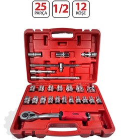 Resim ARM TİTAN 1/2 - 12 KÖŞE 25 PARÇA SABİT CIRCIRLI LOKMA SETİ 