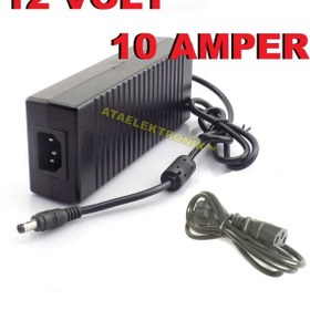 Resim ATAELEKTRONİK 12 Volt 10 Amper Plastik Kasa 12v 10a Adaptör Trafo Tırafo Dvr Kamera Vs. Uyumlu 