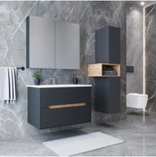 Resim TETA HOME Madrid 65 cm MDF Banyo Dolabı Seti ve Boy Dolabı 