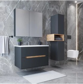 Resim TETA HOME Madrid 65 cm MDF Banyo Dolabı Seti ve Boy Dolabı 