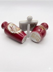 Resim Vintage Limoges France Bordo Altın Varaklı Minyatür Set - 2 Adet Vazo ve Şövale Obje 