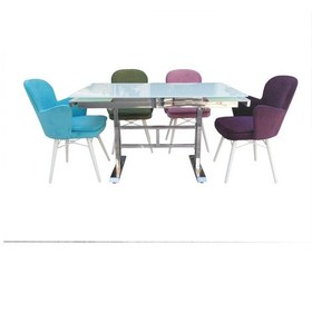 Resim Masa X model Metal çelik nikelaj ayak Yan Açıl Temper cam Tabla Kelebek Dökmesünger sandaly Elyapım 