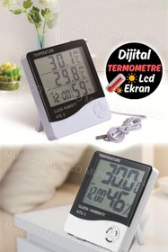 Resim Munico Ev ve İşyeri İçin Dijital Termometre ve Higrometre - Geniş Ekranlı Sıcaklık ve Nem Gösterimi 