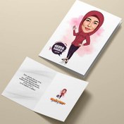 Resim Başörtülü Annem Karikatürlü Tebrik Kartı 