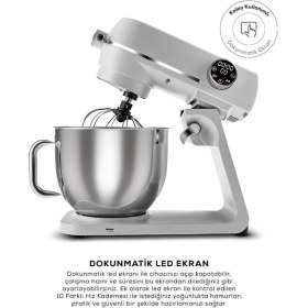 Resim Karaca Multichef Artisan Digital Ekran 7 Litre Döküm Stand Mikser Silver Brushed 1800 W 
