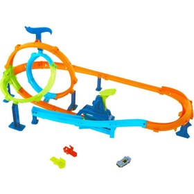 Resim Hot Wheels Akrobasi Pistleri, Dolambaçlı Hız Pisti Seti ve Metal Araba JHK73 