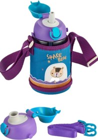 Resim Uzspace 700 Ml -büyük Boy-kılıflı 2 Ayrı Kapaklı Pipetli/pipetsiz Tritan Su Matarası 