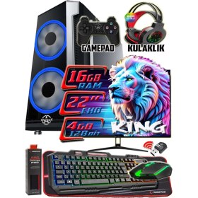 Resim Warbox King X5650 Işlemci 16GB Ram 256GB SSD R7 240-4GB E.kartı 22" Monitör Gaming Takım Bilgisayar 