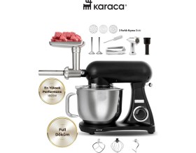 Resim Karaca 1800W Döküm Gövdeli 6,2 Litre Hazne Kıyma-Sucuk Yapma Hamur Yoğurma Çıprma Karıştırma Vb Çok Fonksiyonlu Premium Mutfak Şefi 