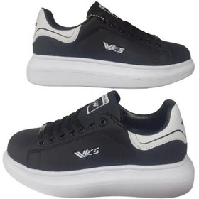 Resim Wickers Unısex Siyah-beyaz Ortopedik Düz Taban Sneaker Spor Ayakkabı Siyah 