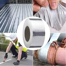 Resim Bant Evi Ziftli Bitüself Su Yalıtımı Bandı 10cmx10mt Alüminyum Kaplı Alubütil Bitüm Araç ve Çatı izolasyon Bant 