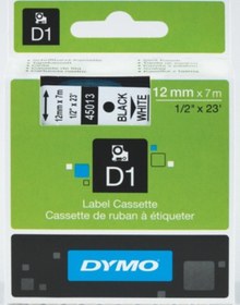 Resim Dymo D1 Yedek Şerit 12Mmx7M Beyaz/Siyah 45013 