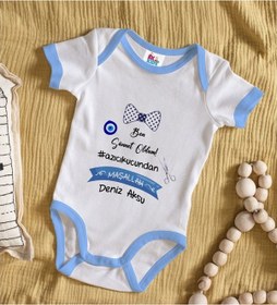 Resim Bitmeyenkartus Bk Kids Kişiye Özel Mavi Bebek Body Zıbın - Model 98 Çok Renkli 