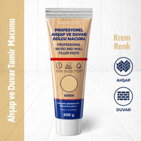Resim Badem10 Ahşap Parke Duvar Tamir Macunu Krem Renk Mobilya Dolgu Çatlak Giderici 200 Gr Kullanıma Hazır 