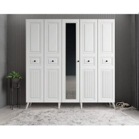 Resim Sofya Membran 5 Kapaklı Portmanto Montaj Dahil Beyaz 175 Cm 