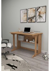 Resim Vennüs 100x55 Cm Kütüphaneli Geniş Çalışma Masası Laptop Bilgisayar Masası Ofis Ders Masası Çam 