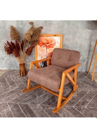 Resim Nini Sallanan Ahşap Berjer Koyu Kahve Koyu Kahverengi 