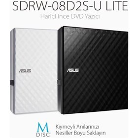 Resim Asus Lite Slim SDRW-08D2S-U Siyah DVD Yazıcı 