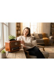 Resim Royal Trend Nostaljik Trend Radyo USB Sd Aux Bluetooth Destekli Solar Panelli Şarjlı ,nostalji Radyo 