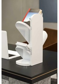 Resim Reyo Falez 3 Raflı Masaüstü Kitaplık Kitap Rafı Beyaz Beyaz 