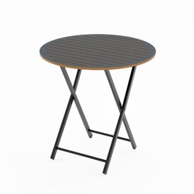 Resim Katlanır 4 Kişilik Yuvarlak Bahçe Masası Bistro Masa 70x70 Füme 1 