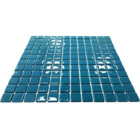 Resim MozaiKristaL Tüm Yaşam Alanlarının Tüm Yüzeyleri İçin Turkuaz Cam Mozaik. Taş Ölçüsü: 25X25 Mm. File Ölçüsü: 31.5X31.5 Cm. ( 1 Koli = 10 File = 1 m2 Fiyatıdır ) 