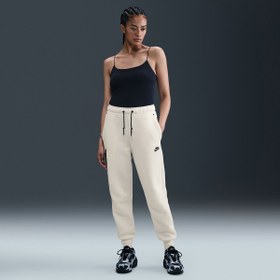 Resim Nike Sportswear Tech Fleece Mid-Rise Kadın Bej Günlük Stil Eşofman Altı HV6779-133 