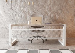 Resim Ntconcept Alfa Eskitme Beyaz Renk Masif Ağaç Ofis ve Çalışma Masası 