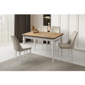 Resim Royal Torna Ayak Masa, Lyra Sandalye, Dışbudak, 120x80 Açık Ceviz 