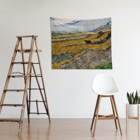 Resim Sabanla Çift Süren Köylü ve Yel Değirmeni Tarlası Duvar Örtüsü - 70 cm x 90 cm 